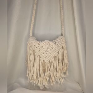 Cream Macramé Crossbody